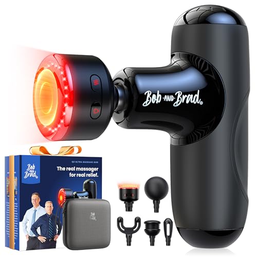 BOB AND BRAD Q2 Ultra Mini Massage Gun with Red Light Infrared Heating Head, Pocket-Sized Deep Tissue Massager for Muscle Therapy, HSA Portable Percussion Massage Gun for Pain Reli