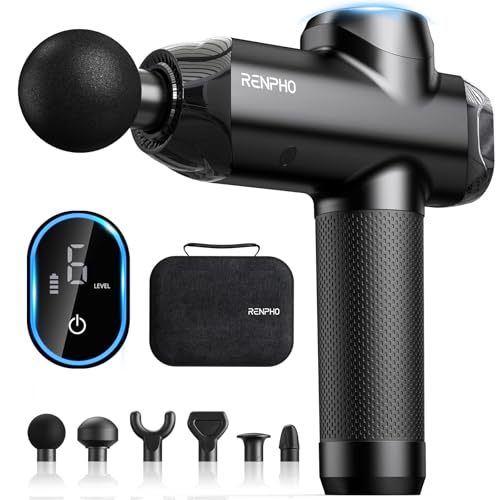 RENPHO Active Power Massage Gun Deep Tissue with 12mm Amplitude, Fathers Day Dad Gifts FSA Eligible Percussion Muscle Massager, Portable Electric Handheld Massage Gun with LED Touc